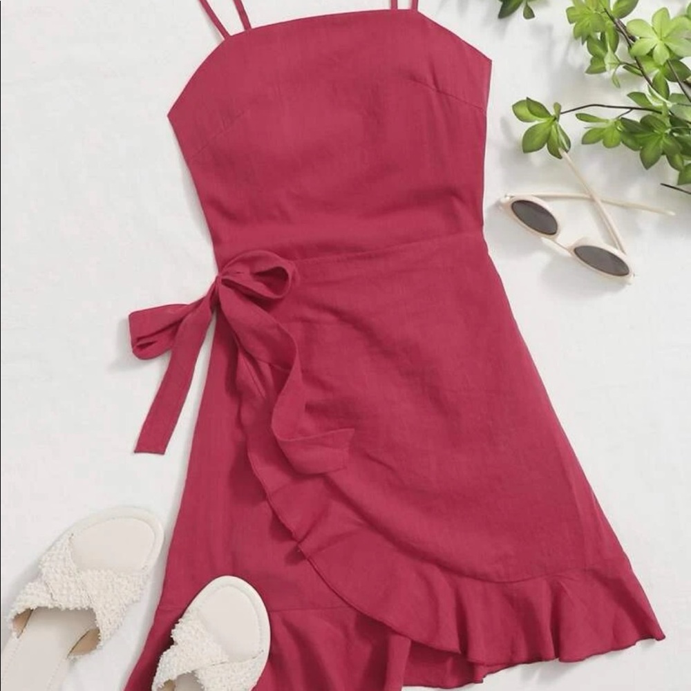 Formal Pink Ruffle Mini Dress